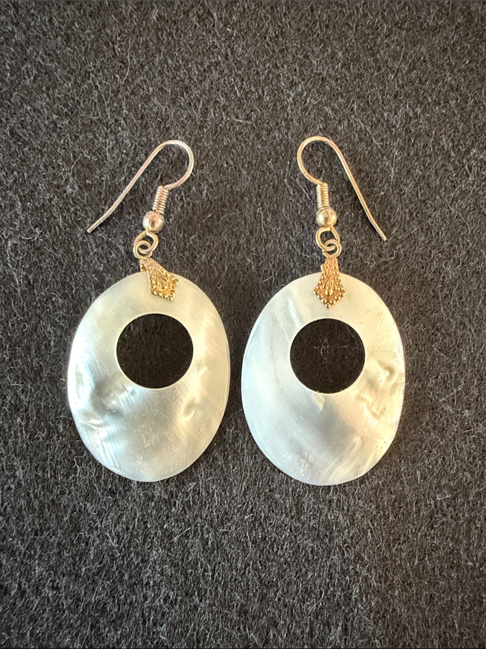 Beautiful Gold-Accent White Mother-of-Pearl Hoop Drop Earrings -Women Jewelry